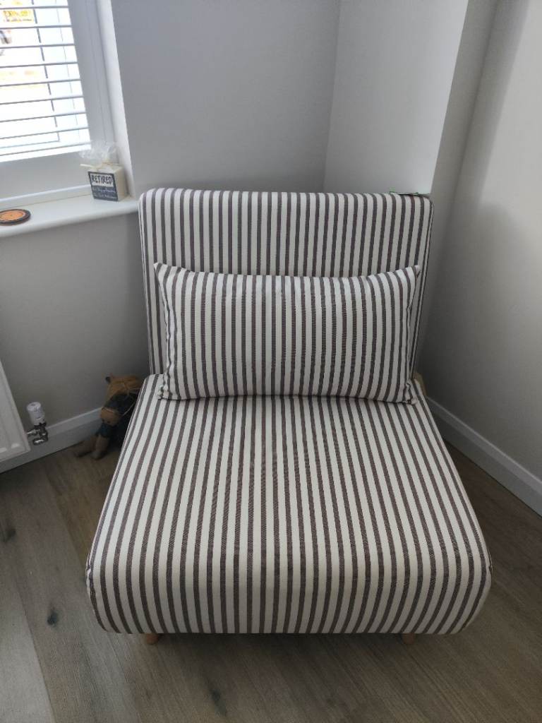 Single Click Clack Sofa Bed in Chocolate Stripe - excellent condition