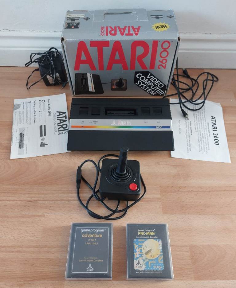 Boxed original Atari 2600, all leads, joystick and games