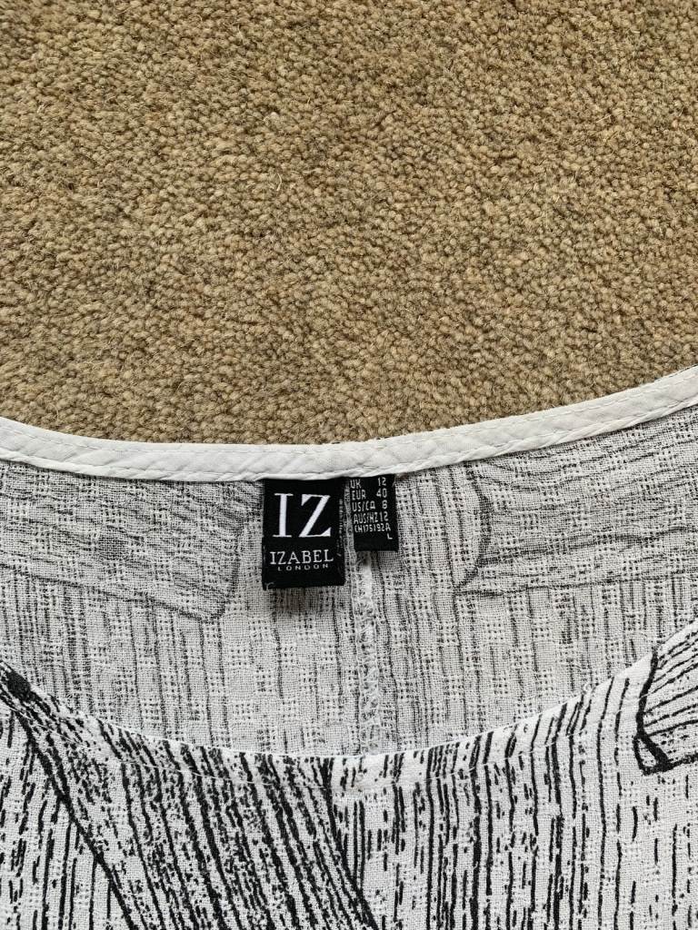 Izabel London Geometric Abstract Print Oversized Top Multi White UK size 12 