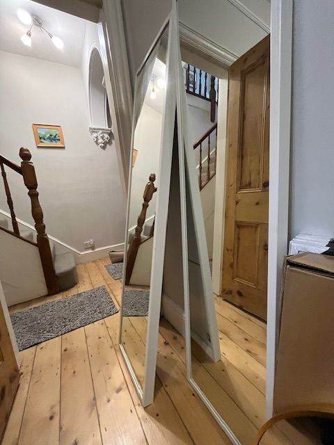 2 x Ikea white STAVE mirrors- stylish deep frame (45mm D)