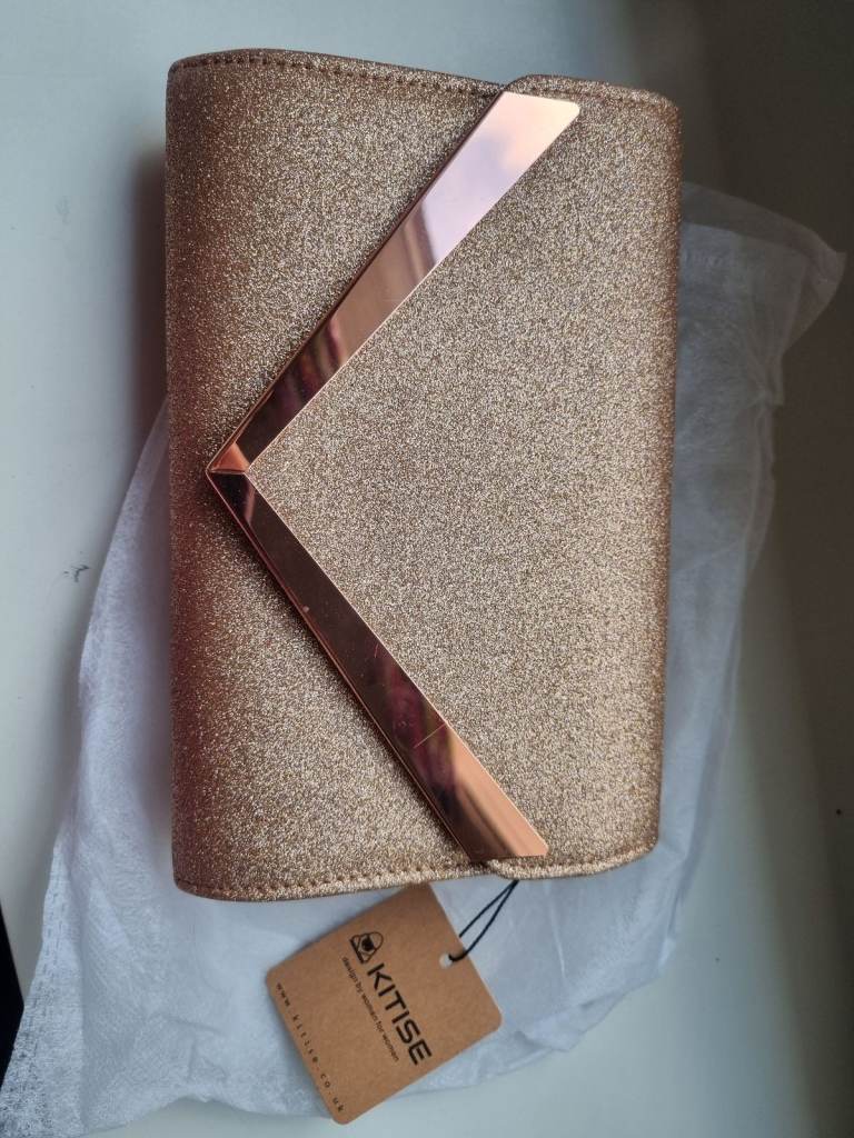 image for Rose gold clutch bag