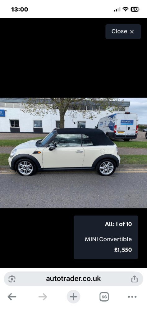 Mini one convertible win one years full MOT