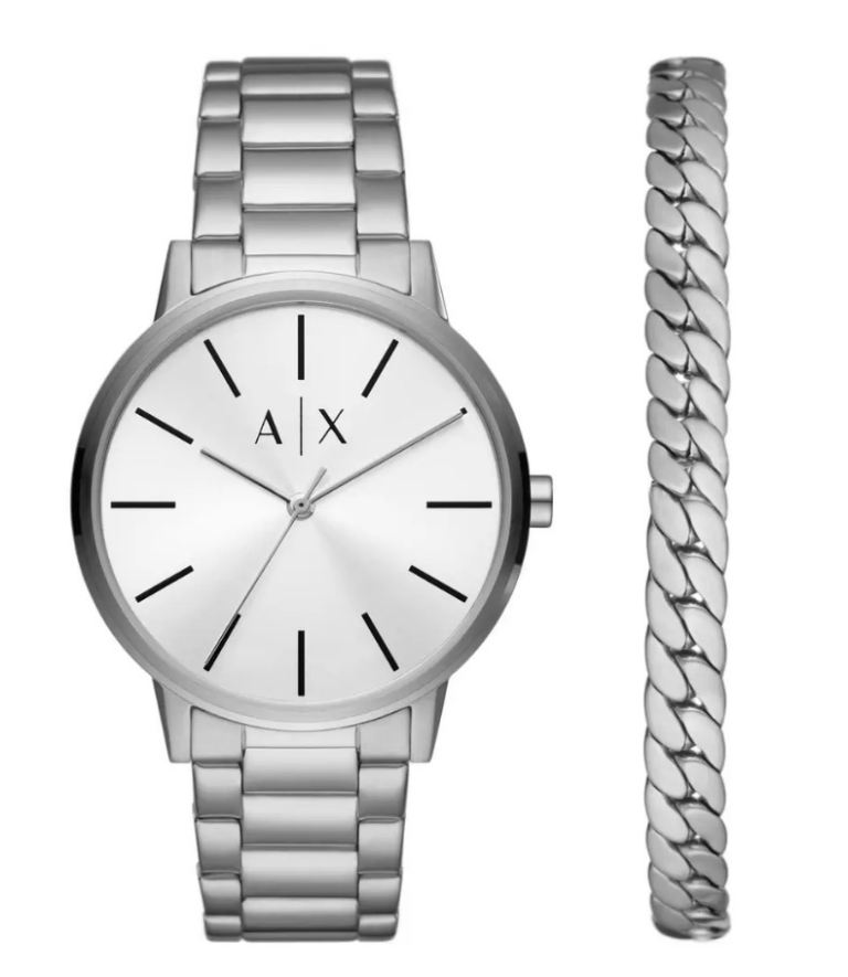 Armani Exchange Cayde Stainless Steel Watch And Bracelet Set