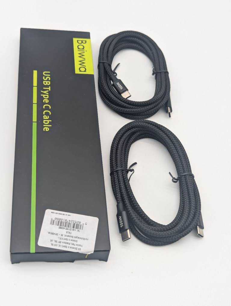 USB Type-C Fast Charging Cable (100W) – 2 Cables Per Box