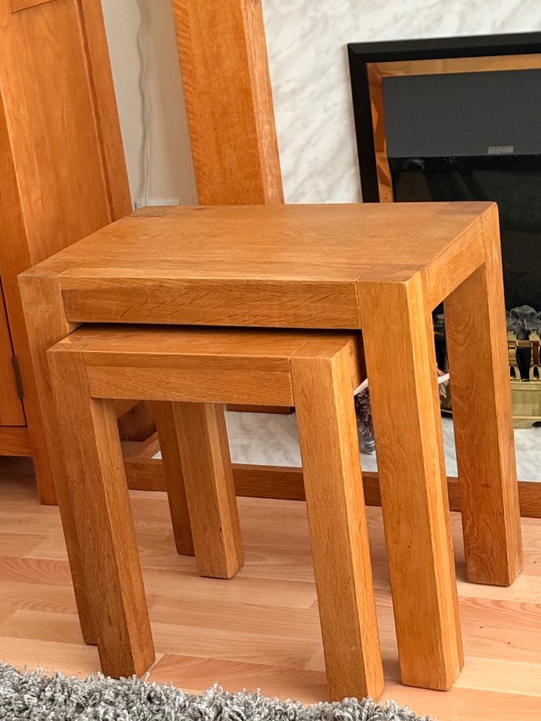 Solid wood oak nest of tables 