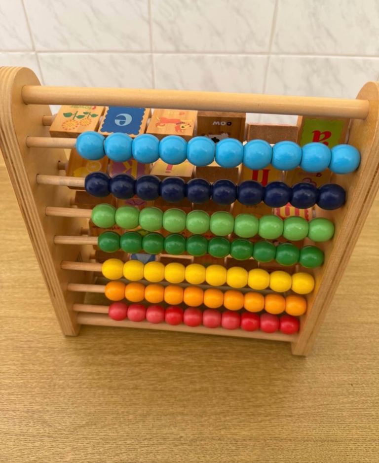 Wooden Abacus with Alphabet Blocks – Good Condition
