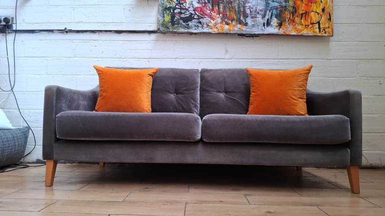 Graham and Green 2'5 seater sofa in grey velvet RRP £2800