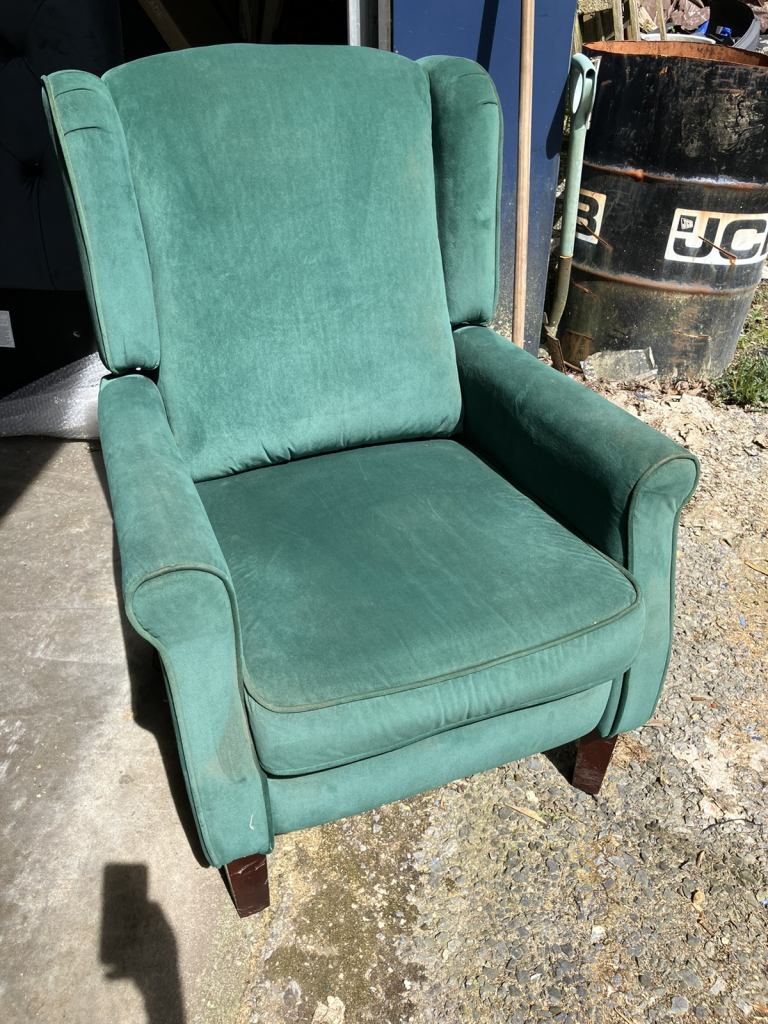 Green velvet recliner art chair 