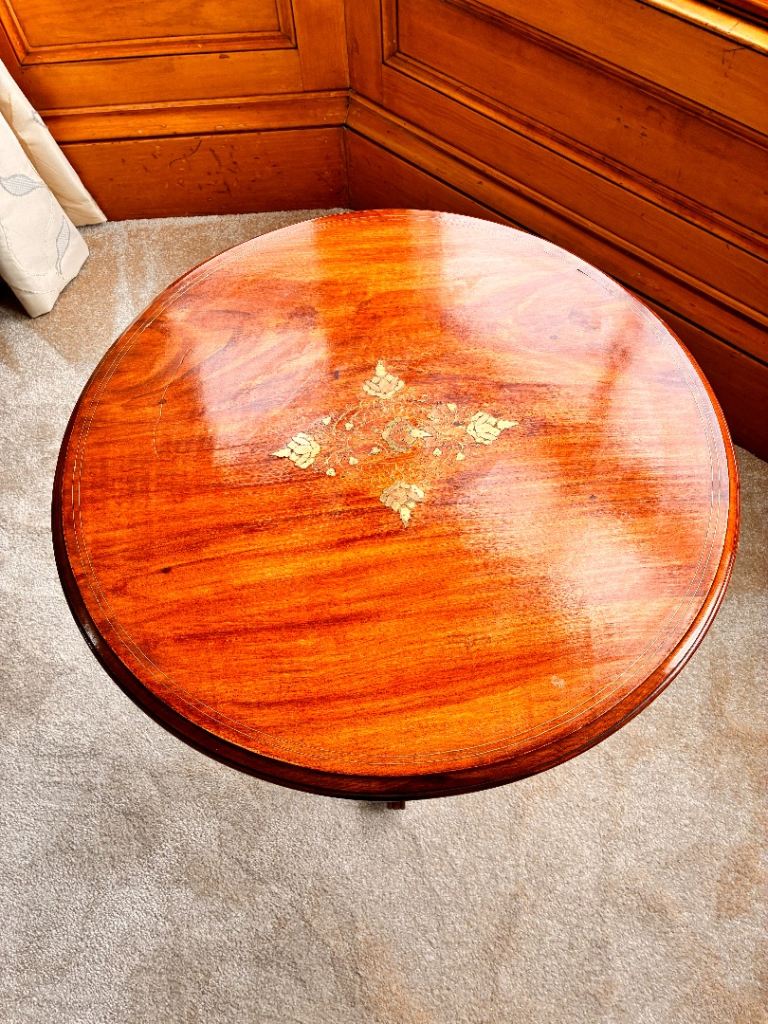 A charming wooden coffee table