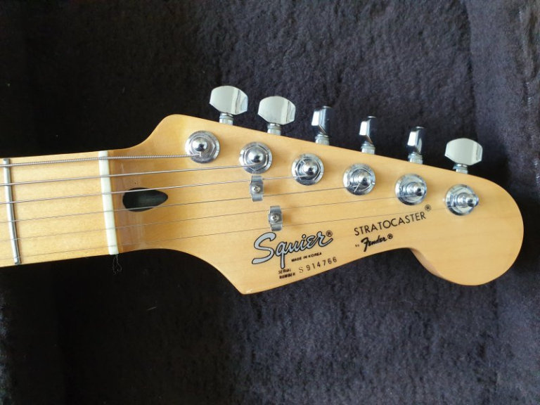 Fender Squire Stratocaster Guitar, with Marshall Amplifier and Danelectro Cool Cat Chorus effect.