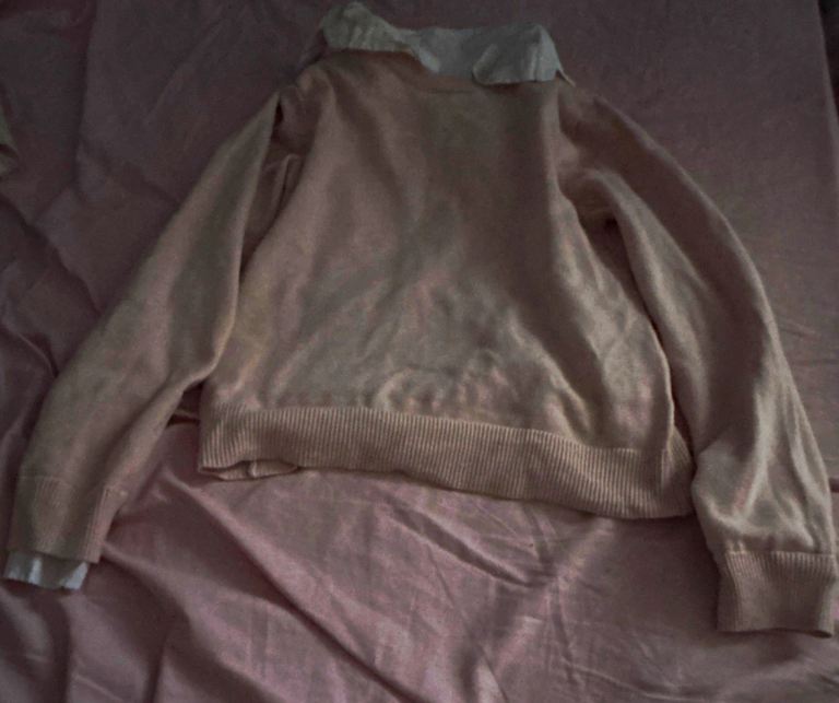 Pink Jumper with White Collar – Good Condition