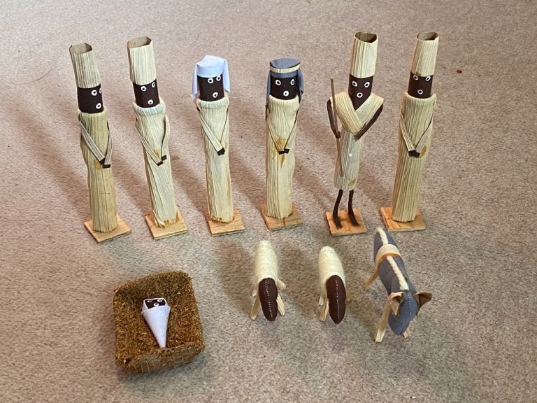 Set of natural Christmas corn dolls from DR Congo (The Democratic Republic of the Congo)