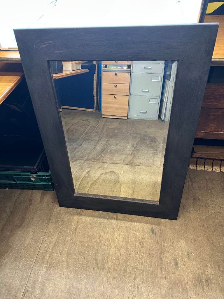 Large Black Wooden Framed Mirror – Modern Minimal Style