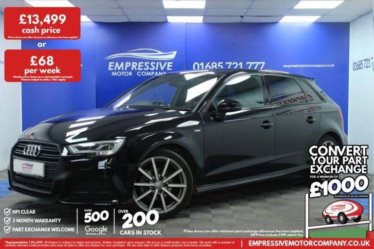 2018 11 AUDI A3 1.0 TFSI 30 BLACK EDITION SPORTBACK 5DR PETROL MANUAL EURO 6 (S/