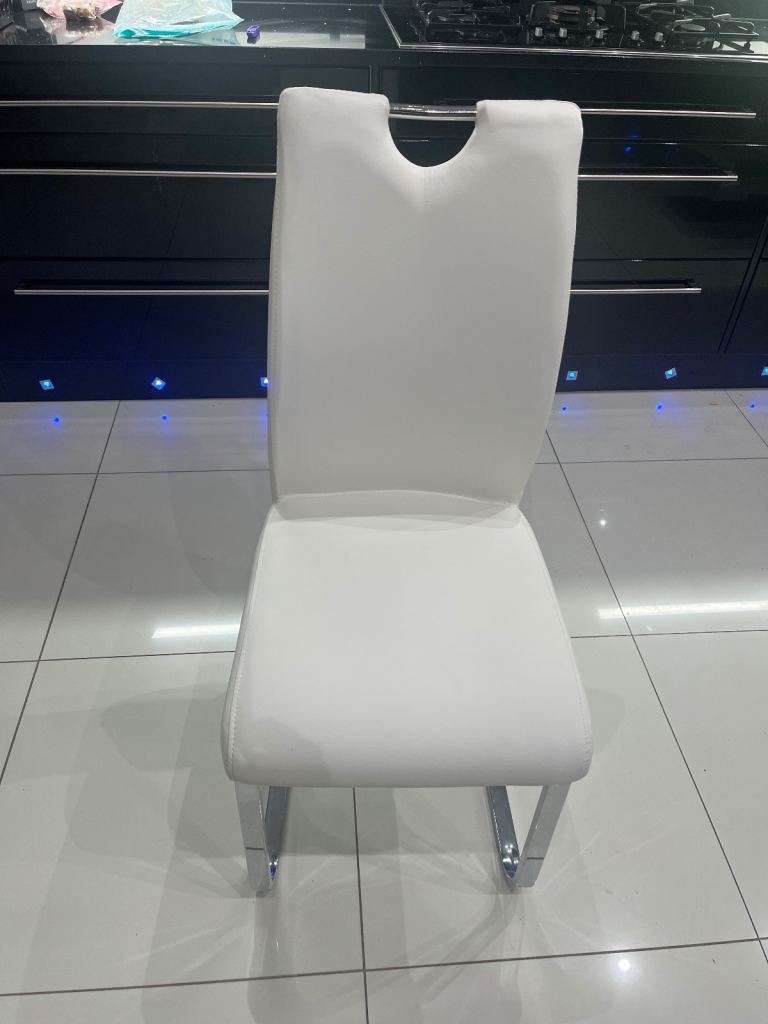 Dining Chairs Modern Faux Leather High Back Sturdy Chrome Legs - Also Office