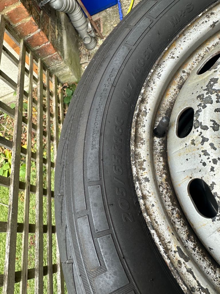 4 used van tyres with original steel trim for Vauxhall Vivaro Van