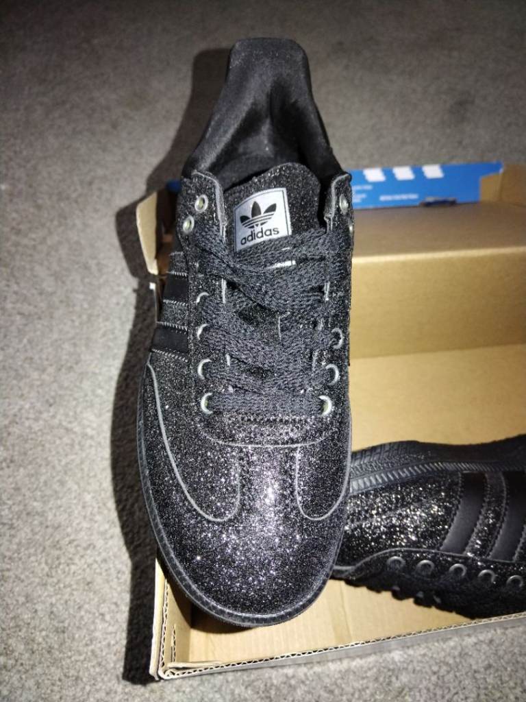 New Adidas Gazelle Trainers Black Glitter