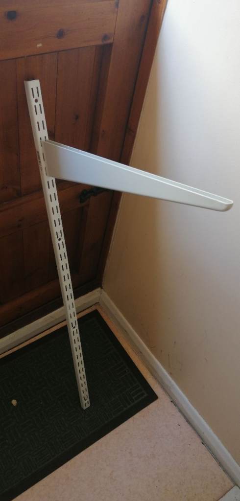White Metal Slotted Wall Shelf Support Bracket System