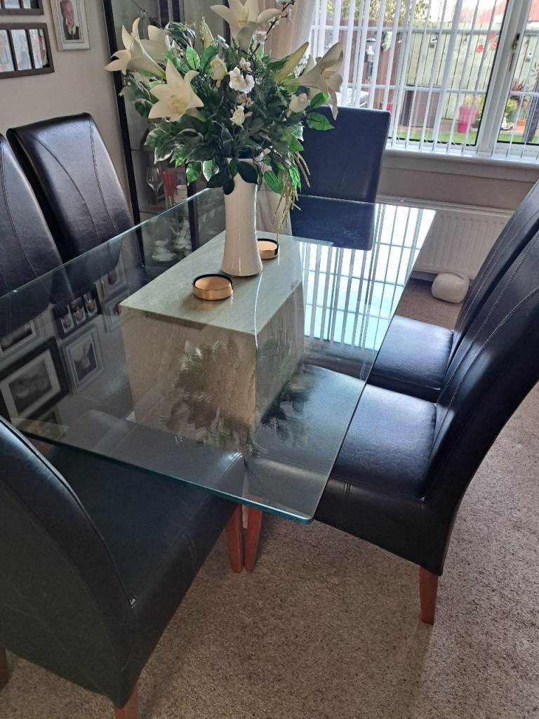 Vogue marble and glass dining table