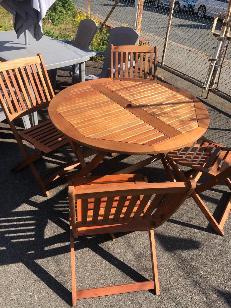 John Lewis Anyday 4 Seater Eucalyptus Wood Folding Bistro Set Table and 4 Chairs