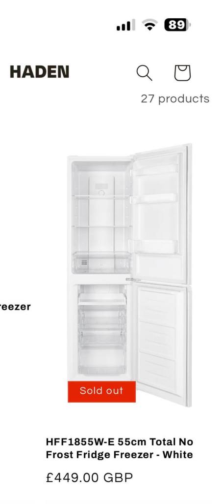 Haden fridge freezer only 2Months old!! RRP 499