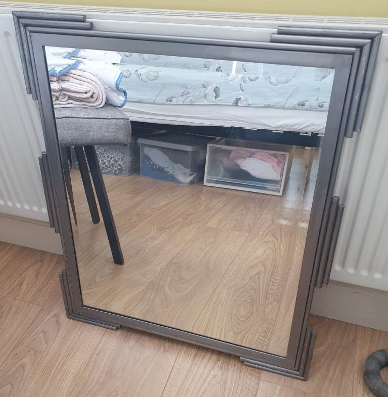 Miralite Evolution Saint Gobain Glass Small Heavy Rectangle Silver Metal Frame Mirror 59.5 x 70 cm
