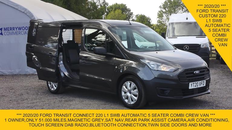 2020 Ford Transit Connect 220 L1 SWB AUTOMATIC 5 SEATER DOUBLE CAB CREW VAN IN GREY,ONLY 51.000 M...