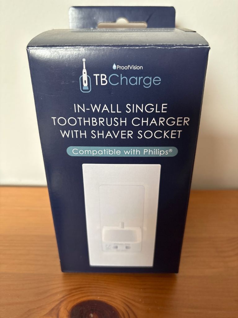 TBCharge In-Wall Toothbrush Charger with Shaver Socket - New