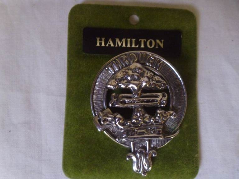 CLAN HAMILTON CREST BADGE,MADE BY ART PEWTER SILVER LTD