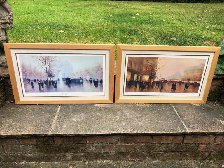 Pair Of Framed Signed Limited Edition Raymond Gilronan Prints- “Autumn In Paris 