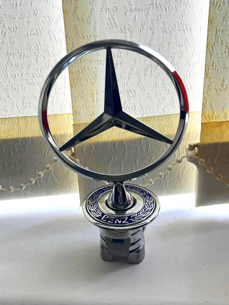 Mercedes Benz genuine raised hood star emblem chrome blue