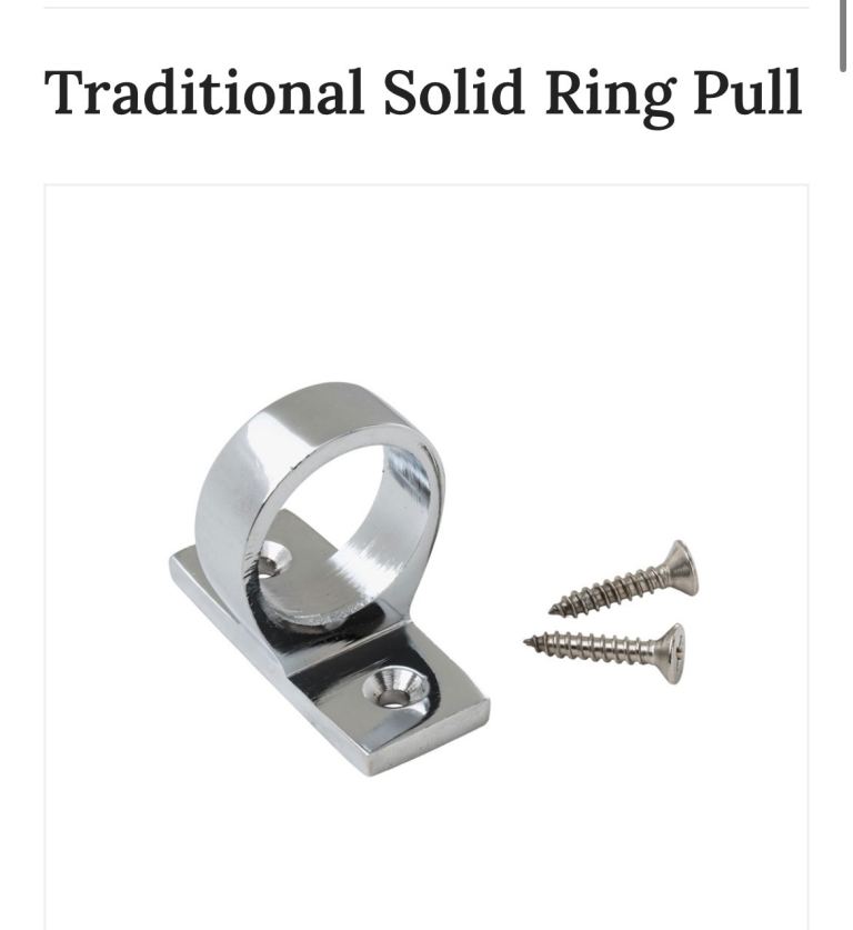 Sash window - solid pull ring (polished chrome)