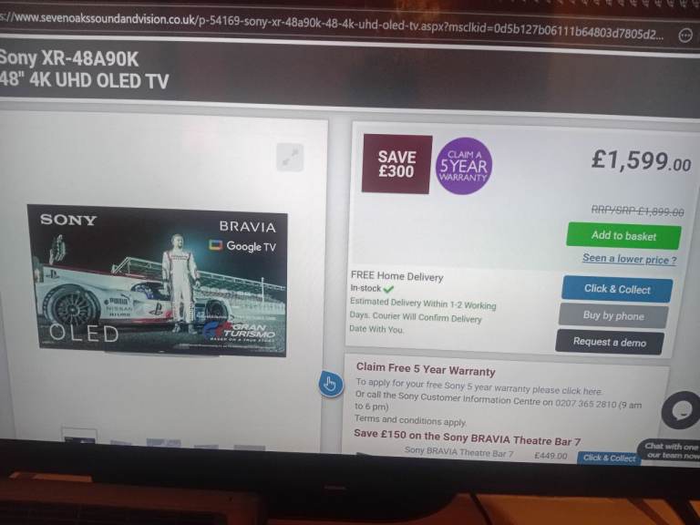 Sony BRAVIA  OLED XR-48A90K 48" 4K UHD OLED TV