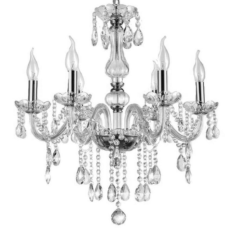 Luxurious Vintage 6 Arms Crystal Chandelier Ceiling Light Pendant Lamp Clear Transparent