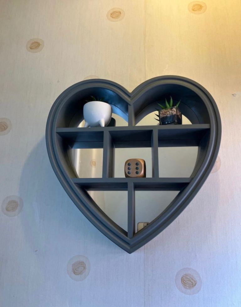 X2 love heart shelving mirrors