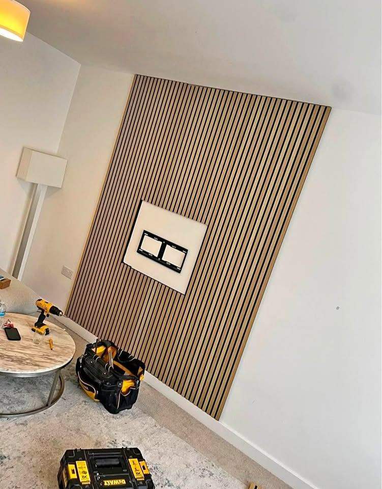   Wood Slat Acoustic Wall Panels 240 x 60 cm - B&Q Style | Free Shipping