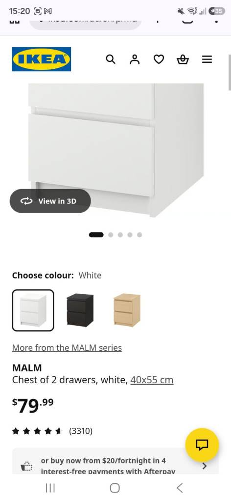 IKEA MALM White Chest of 2 Drawers – 40x55 cm