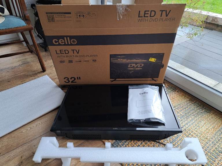 Cello 32" LED TV with Built-in DVD Player - As New, in Box