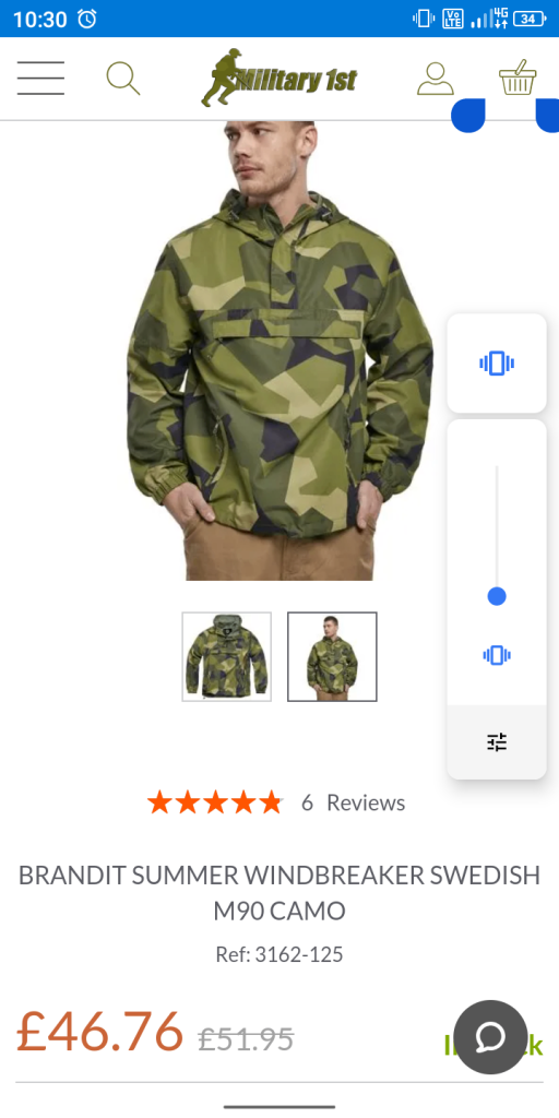NEW (unused)windbreaker/ Swedish camo