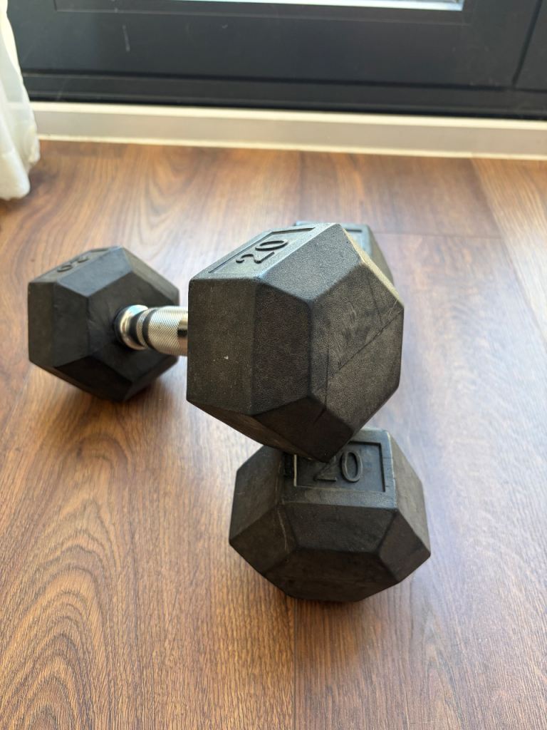 Pair of 20lbs Hex Dumbbells – Good Condition