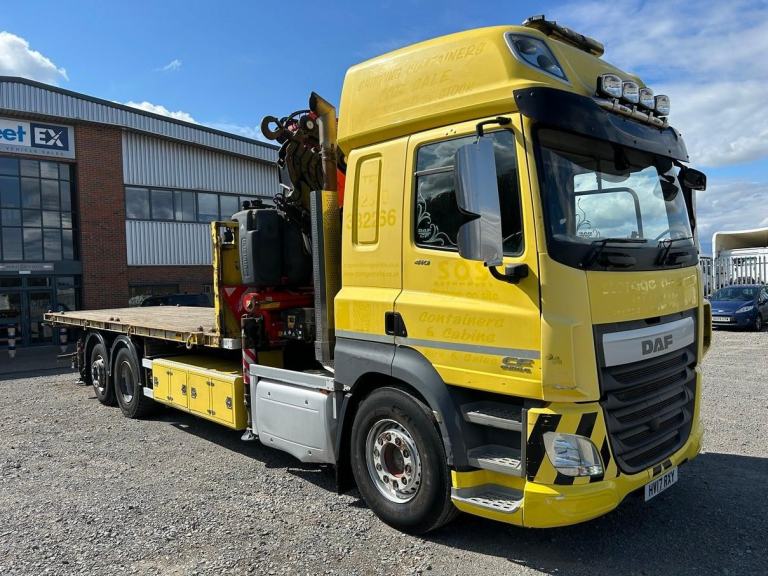 DAF CF410 26/44 TONNE 6X2 DRAWBAR SPEC FLATBED CRANE 2017 – HV17 RXY