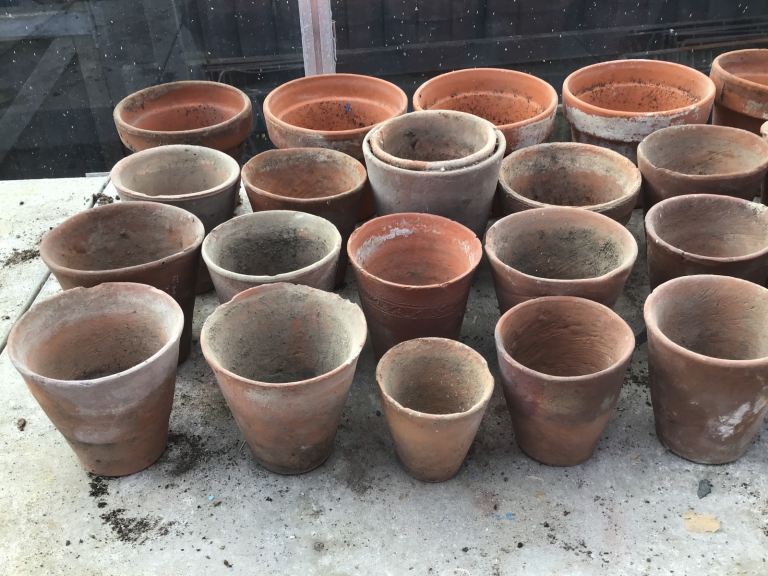 Vintage Terracotta Plant Pots. Job lot of 34. Various sizes. 