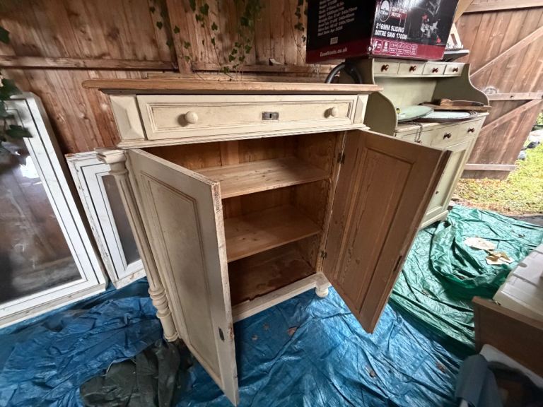 Cream Wooden Cabinet with Drawer and Shelves – Good Condition | in ...