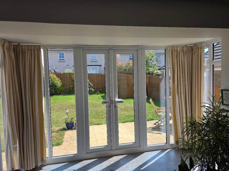 White uPVC French Doors with Side Panels