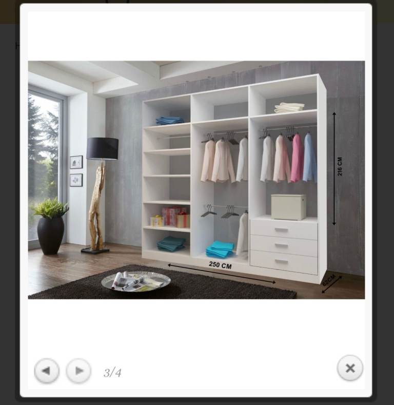 3 sliding door wardrobe in white with one mirrored door excellent condition 