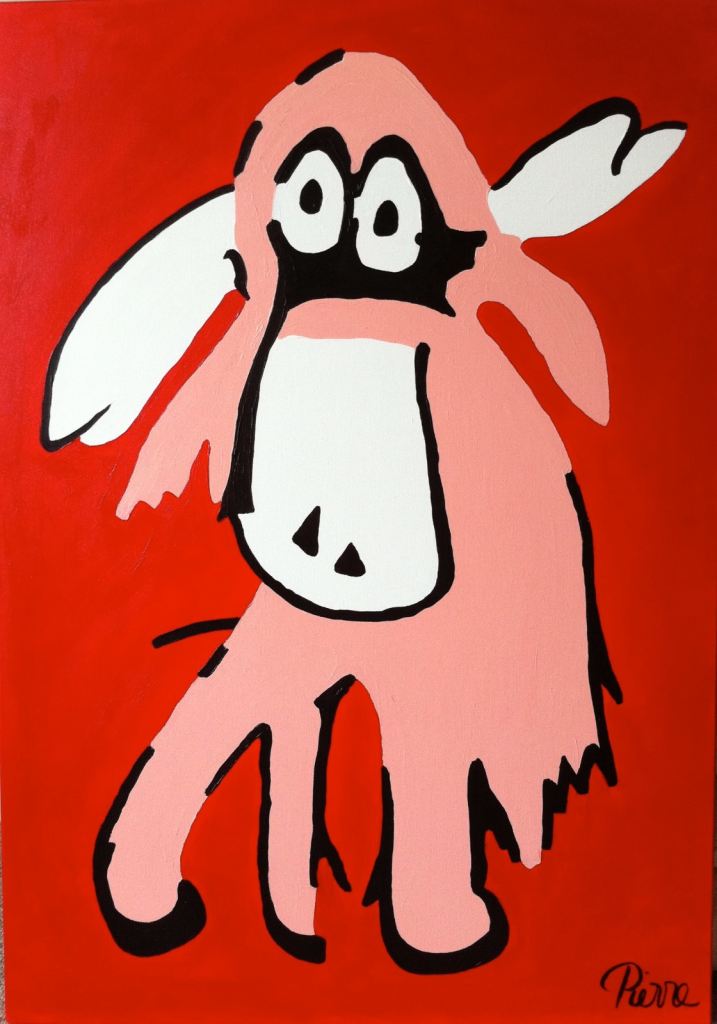 Beautiful original red and pink acrylic Moose painting by upcoming artist 100x70cm