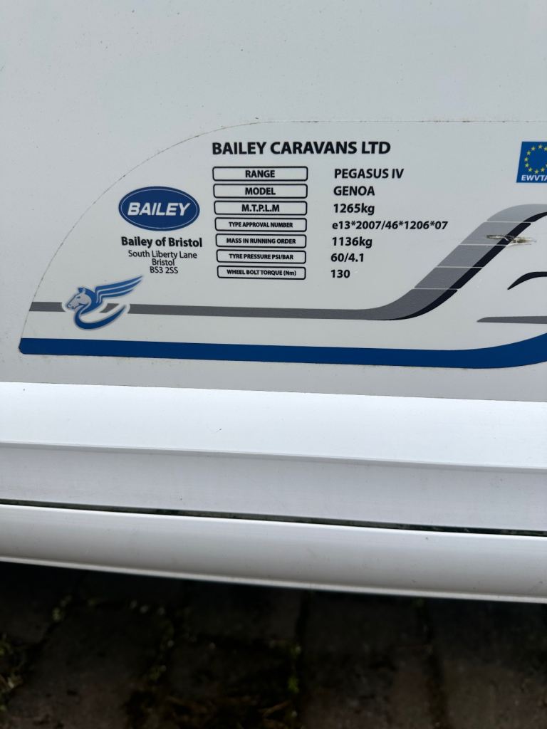 Bailey Pegasus Genoa 2016. 2 Berth. 