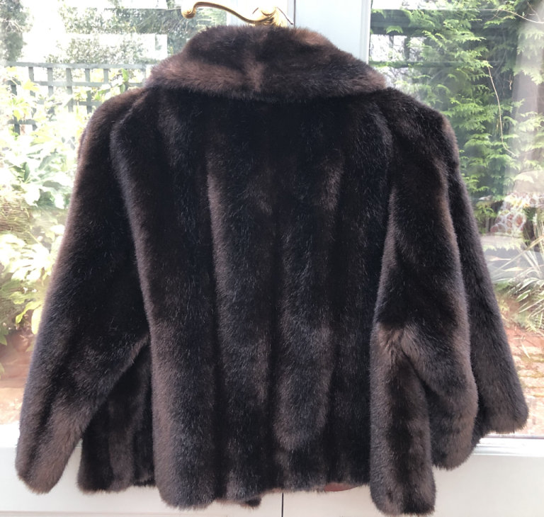 Vintage Tissavel black/brown faux fur jacket S/M ONO - VG vintage condition