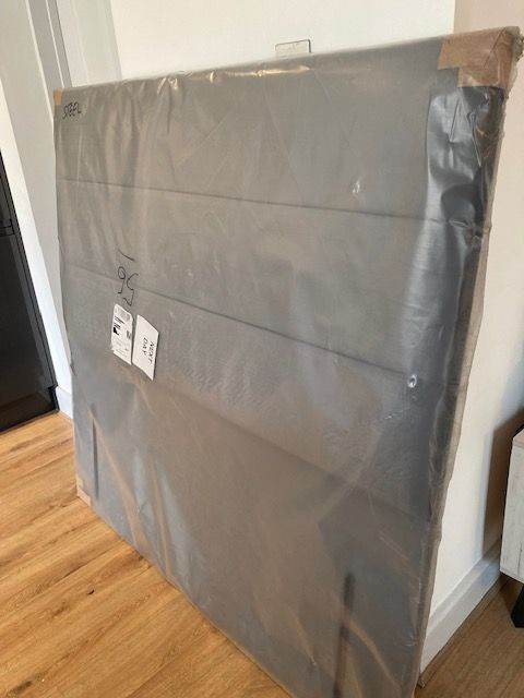 BRAND NEW (Unwrapped) Cushioned Headboard with Plush Velvet Silver/Grey Fabric, 54" Tall x 54" Wide