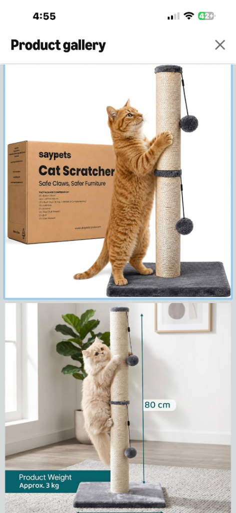 Cat scratch post + interactive toy